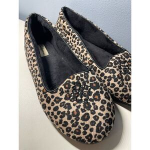 Dearfoams Large Leopard Slip On Slippers